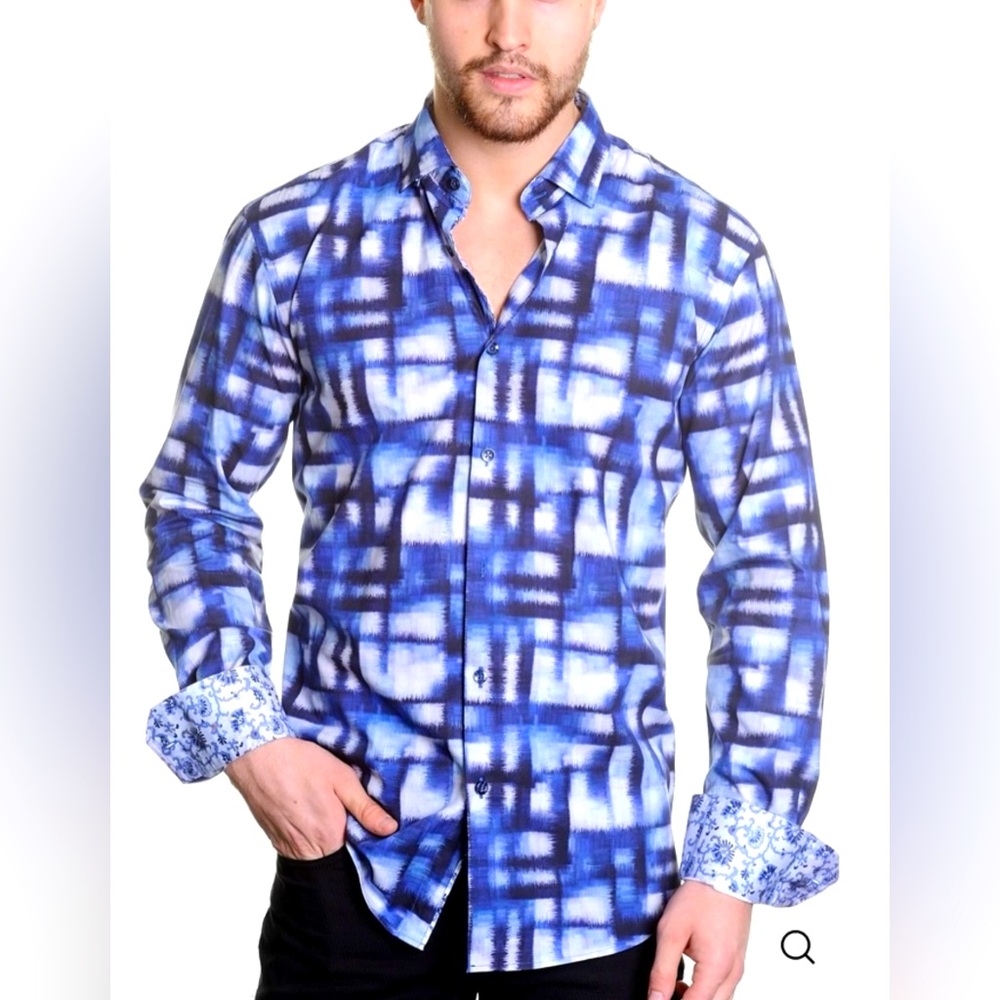 Mizumi Blue bold Couture Long Sleeves Shirts modern fit.